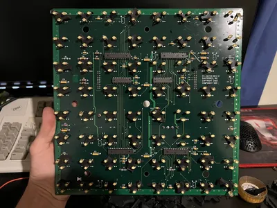 Torn down Daktronics 8x8 orange LED panel front